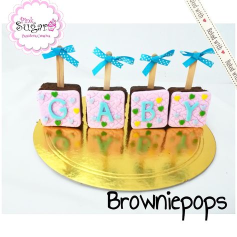 Brownie pops lluvia de amor nombre personalizado Brownie Pops, Bakery Products, Buttercream Cake, Butter Cream, Brownies, Fondant, Baking, Cake, Pink