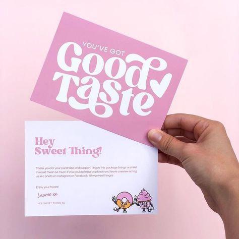 Ready to satisfy your sweet tooth without guilt, then you'll love @heysweetthingnz tasty cakes and baked goods! They won't disappoint you since they're produced from scratch with the highest quality ingredients 🍩🧁

Check out their Fb and IG page for more mouthwatering goodies 🤤

Your ordered thank you cards & business cards turned out amazing! Thank you for trusting #StickerDot💕

#happycustomer #featurethursday #thankyoucards #businesscards #customcards #premiumcards #namecards #business #NZ Cute Stickers For Instagram, Baking Business Cards, Stickers For Instagram, Cake Business Cards, Cookies Branding, Cake Branding, Bakery Business Cards, Packaging Ideas Business, Thank You Card Design