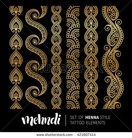 Golden Stickers, Tattoo Mehndi, Rhinestone Designs Pattern, Alpona Design, Emb Designs, Muster Tattoos, Mehndi Patterns, Yoga Design, Rangoli Border Designs