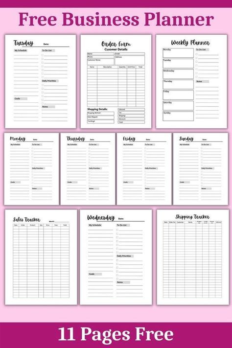 Free small business Planner | Business Printable Planner by  Sharon Bottoms dailyplannertemplate #travelplanner Small Business Checklist Free Printable, Work Project Planner Printable Free, Business Checks Templates, Record Keeping For Small Business, Inventory Printable Business Free, Small Business Paperwork Organization, Business Forms Templates Free Printable, Powersheets Printable Free, Raffle Ideas For Small Business