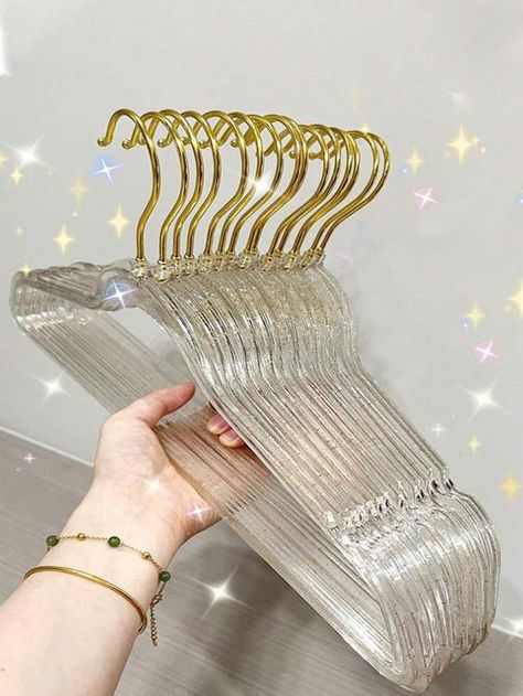 10pcs Clear Hanger | SHEIN USA Clear Hangers, Room 2023, Dream Room, Clothes Hanger, Hangers, Apartment, House Design, Bedroom, Clothes