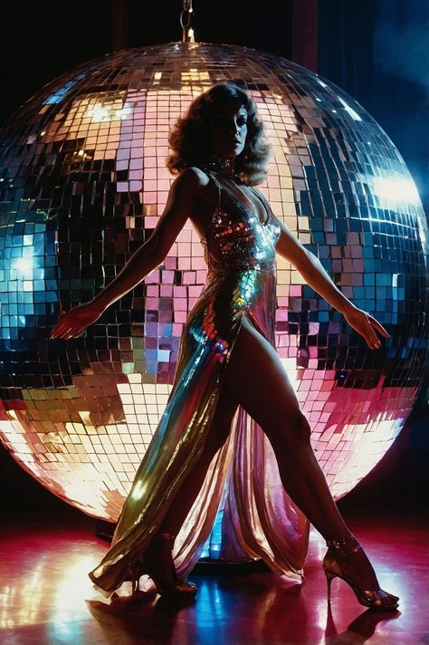 70s Disco Queen, Disco Queen Aesthetic, Disco Era Fashion, Disco Aesthetic 70s, Disco Photoshoot, Disco Glamour, Disco 80, 70’s Disco, Red Carpet Glamour