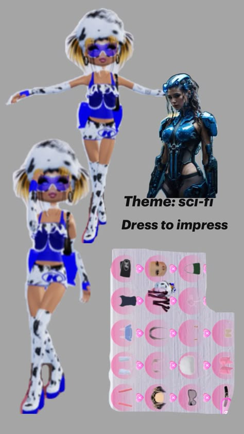 This pin is about dress to impress and their outfits. This outfit shows the theme sci-fi Sci Fi Dress, Sci Fi Outfits, Sci Fi Outfit, Futuristic Style, Cyberpunk, Dress To Impress, Sci Fi, Dress Outfits, Neon