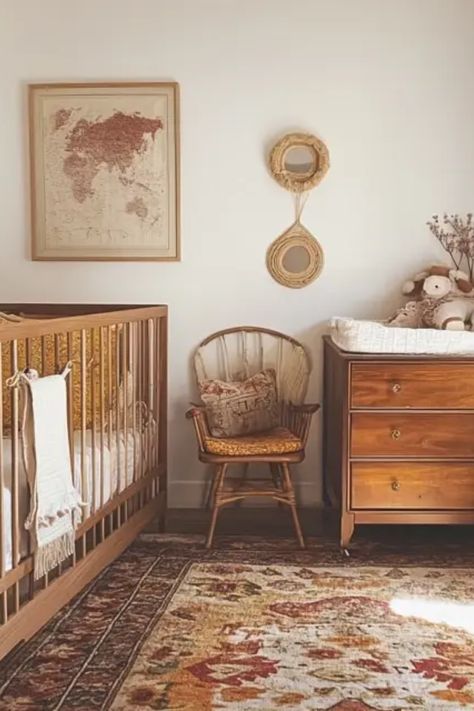 Discover how to style your boho nursery using timeless vintage finds that create a warm, welcoming atmosphere. From unique vintage furniture pieces to charming décor, combining these elements can transform your space. Think about incorporating vintage rugs, trinkets, and art for a personalized touch. Explore color palettes inspired by nature that promote a serene environment for your little one. Get practical tips on mixing old and new styles while enhancing creativity through vintage nursery ideas for a dreamy ambiance everyone will love. Nursery Ideas Vintage, Diy Textiles Projects, Vintage Nursery Ideas, Antique Nursery, Vintage Crib, Bohemian Nursery, Serene Environment, Nursery Style, Thrifted Items