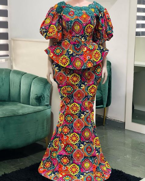 Latest Skirt And Blouse, Blouse Ankara Styles, Ankara Blouse Styles, Skirt And Blouse Ankara, Latest Ankara Skirt And Blouse Styles, Latest Ankara Skirt And Blouse, Fancy Maxi Dress, Lace Skirt And Blouse, Ankara Skirt Styles