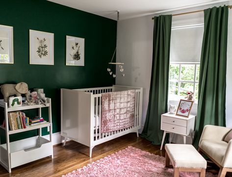 Baby’s Green & Pink Nursery – Heirloomen Green Pink Nursery, Green And Pink Nursery, Green Nursery Girl, Pink And Green Nursery, Green Baby Room, Pink Nursery Decor, Nursery Room Design, Girl Nursery Room, Green Nursery