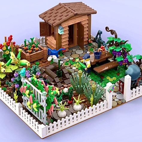 Lego Garden Moc, Lego Pathway, Lego Diy Ideas How To Build, Lego Garden Ideas, Lego Park Ideas, Lego Building Ideas Easy, Lego Town Ideas, Lego Garden, Lego Park