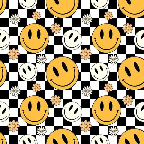 Checkered Smiley Faces Fabric - 70s -  #70S #Checkered #Fabric #Faces #Smiley Checkered Smiley Face Wallpaper, 90s Smiley Face, Cute Checkered Wallpaper, Retro Prints And Patterns, Cute Watch Faces, Apple Watch Wallpaper Backgrounds, Smiley Face Wallpaper, Checkered Wallpaper, Smiley Face Print