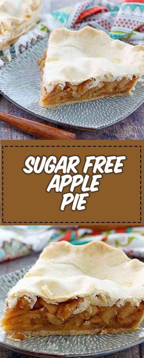 The best sugar free apple pie with cinnamon and classic double crust. This diabetic friendly recipe is a healthy sugarless dessert for anyone to enjoy. #applepie #applerecipes #sugarfreerecipes #sugarfreedesserts #pierecipes #dessertrecipeshealthy Sugar Free Apple Pie, Sugar Free Pie, Sugar Free Baking, Sugar Free Recipes Desserts, Sugar Free Treats, Copykat Recipes, Keto Brownies, Coconut Cream Pie, Apple Pie Recipes