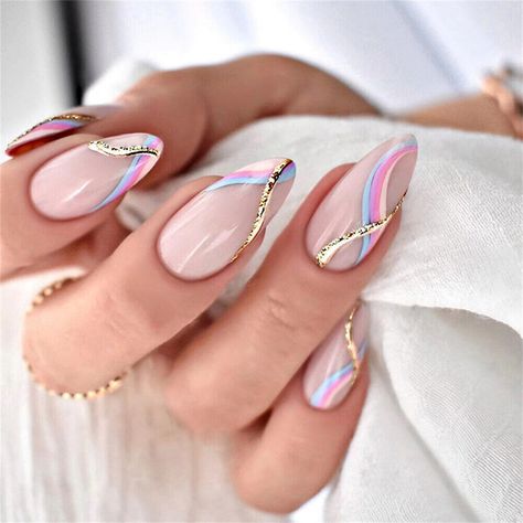 Almond Nails Designs Artsy, Vacation Holiday Nails, Bali Nails Design, Acrylic Nail Designs French Tip, Cute Almond Nails Design Simple, Simple And Elegant Nails, Short Stiletto Nail Art, Nail Art On Natural Nails, Nail Short Almond