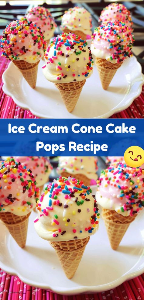 Cake Pops Simple, Cake Pops Easy, Cone Cake Pops, Ice Cream Cone Cake Pops, Ice Cream Cake Pops, Bomb Cake, Cone Cake, Recipes Using Cake Mix, Fun Ice Cream