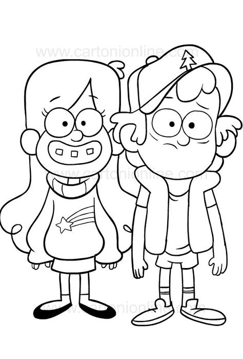 Looking for coloring inspiration? Click the link above to explore amazing coloring pages and unleash your creativity! 😀😃😾 Gravity Falls Coloring Pages, Kids Colouring Printables, Dipper Y Mabel, Easy Graffiti Drawings, Tracing Art, Desenhos Gravity Falls, Dipper And Mabel, Cartoon Coloring, Kitty Coloring