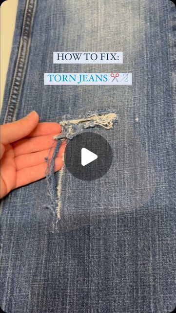 Jean Rip Repair Embroidery, Jean Rip Repair, How To Mend A Hole In Jeans, How To Sew A Rip In Jeans, Mending A Tear In Fabric, Mending Holes In Jeans, Invisible Mending Stitch, Visible Mending Jeans Embroidery, How To Fix Holes In Jeans