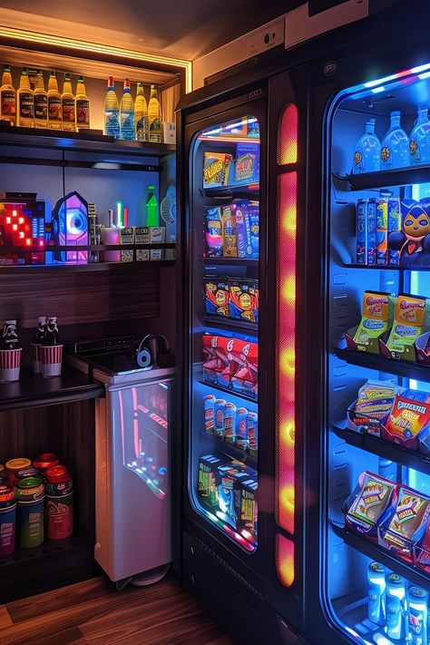 Luxury Gaming Room, Family Cave, Game Room Setup, Retro Basement, Luxury Game Room, Home Arcade, Game Room Ideas, Game Room Lighting, Small Game Rooms