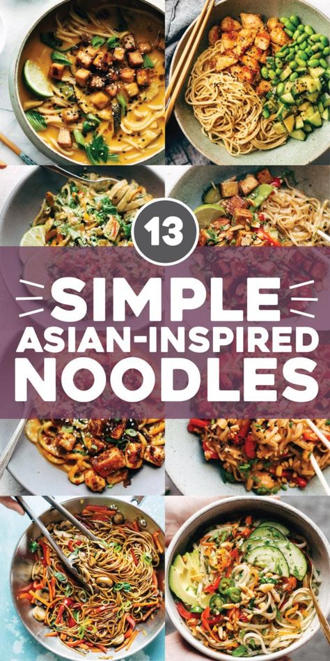 Easy Asian Noodles, Asian Pasta, Vegetarian Asian, Noodle Bowls Recipes, Asian Bowls, Rice Noodle Recipes, Bowl Of Noodles, Asian Noodle Dishes, Vegan Noodles