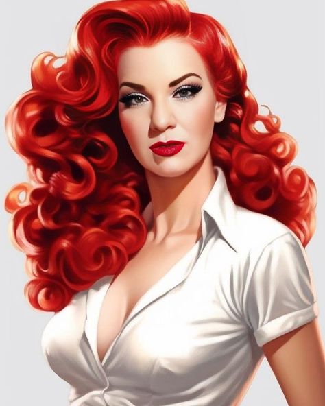 Redhead Art, Arte Pin Up, Hair Clipart, Pop Art Images, Pin Up Girl Vintage, Red Haired Beauty, Original Art Prints, Pin Up Art, Vintage Pinup