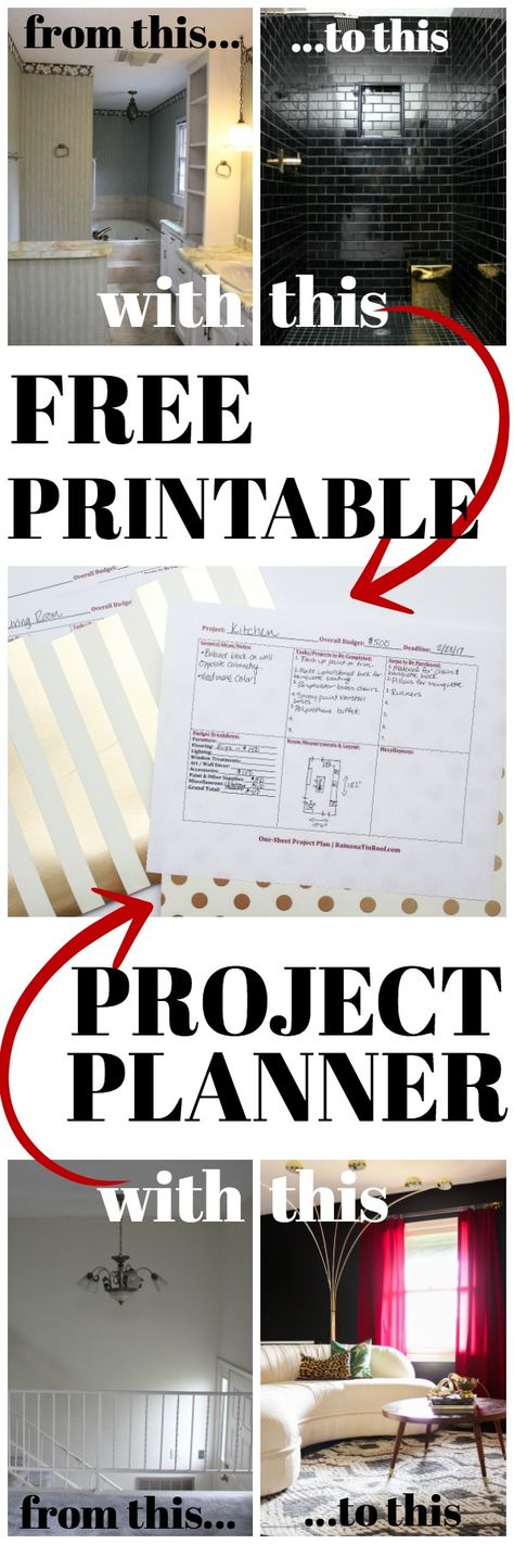 Free Printable Project Planner for Room Makeovers Household Binder, Manifestion Journal, Budget Room Makeover, Printable Project Planner, Arc Planner, Project Planner Printable, Room Makeover Ideas, Free Calendars, Diy Project Ideas