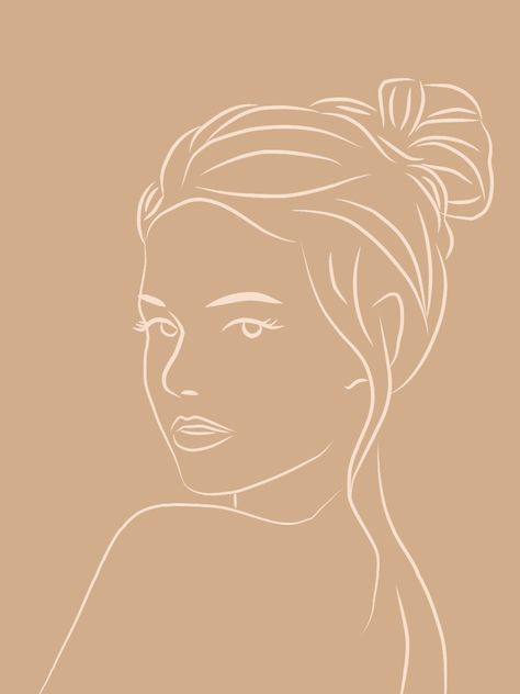 Procreate People Outline, Line Art Portrait Faces, Face Outline Drawing Sketch, Hair Outline Drawing, Women Face Outline Art, Women Outline Art, Face Outline Art, Woman Outline Drawing, Line Art Hair