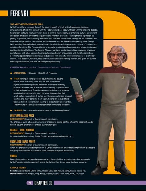 Ferengi (Star Trek Adventures: Alpha Quadrant) Ferengi Star Trek, Orion Star Trek, Star Trek Races, Star Trek Adventures, Star Trek Species, Star Trek Pin, Star Trek Rpg, Star Trek Data, Star Trek Crew