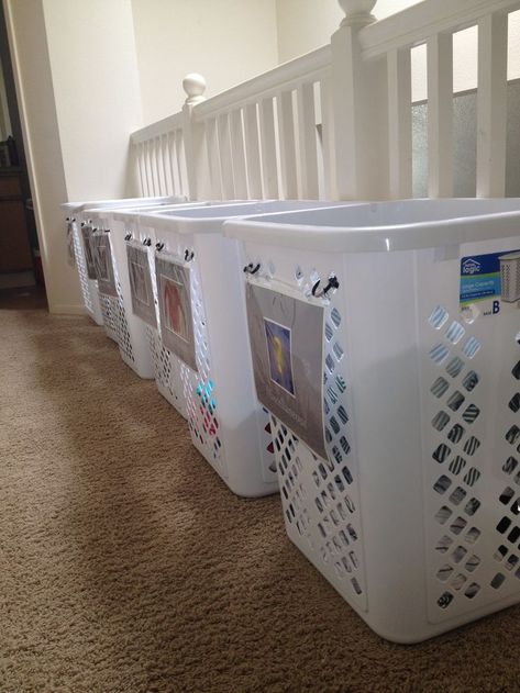 Labeled Laundry Baskets for Large Family Big Family Small House, Big Family Organization, Large Family Organization, Large Families Living, Small House Organization, Kid Laundry, Laundry System, Family Organization, Commercial Kitchen Faucet