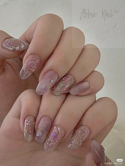 Nail Inspo Douyin, Nail Art Nct, Douyin Nails Almond, Korea Nail Art, Douyin Nails, Korea Nail, Nail Aesthetic, Graduation Nails, Nail Nail