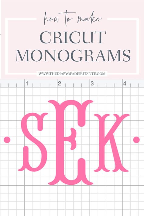 Curious how to create monograms with your Cricut Explore Air 2 or Cricut Maker? DIY blogger Stephanie Ziajka is showing how to design your own Cricut monograms (including circle monograms, vine monograms, heart monograms, and fishtail monograms) in Cricut Design Space in today's post! Click through for the full DIY monogram tutorial on Diary of a Debutante! #cricut #monogram #cricutprojects #cricutexploreair2 #cricutmade Monogram Cricut Projects, Monogram On Cricut, Free Cricut Monogram Downloads, Vinyl Monogram Ideas, How To Make Monograms With Cricut, Monogram Svg Free Cricut, Monogram Fonts For Cricut Free, Cricut Monogram Ideas, Monogram Fonts Initials