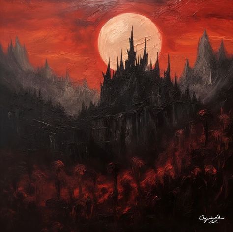 Vampire Aesthetic Painting, Vampire Acrylic Painting, Vampire Oil Painting, Dark Gothic Painting, Vampire Painting Victorian, Gothic Castle Art, Dracula Painting, Dracula Artwork, Gothic Art Painting