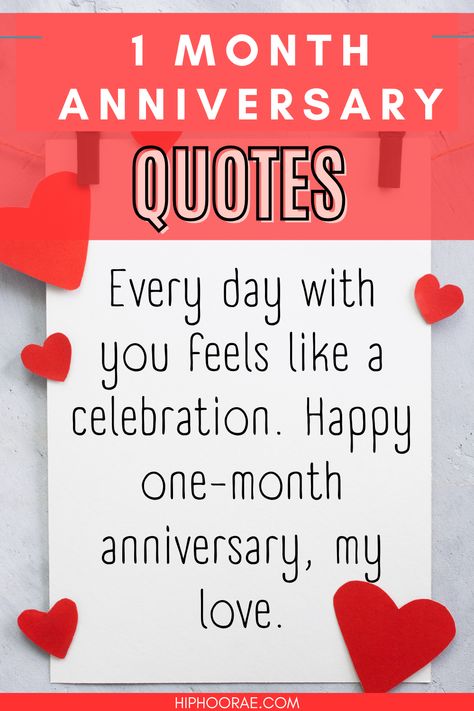 Whether you just started dating or have been married for years, there's no better way to celebrate your one month anniversary than with these special quotes. Show them how much they mean to you by sharing one of these heartfelt and romantic messages. Click now to find the perfect quote for your first milestone together! 1 Month Of Relationship, 1 Month Wedding Anniversary Quotes, First Month Anniversary Quotes For Him, 1month Anniversary Quotes, 1st Month Anniversary Quotes, Anniversary Boyfriend Quotes, One Month Wedding Anniversary Quotes, Happy First Month Anniversary, Happy 1 Month Anniversary Boyfriend