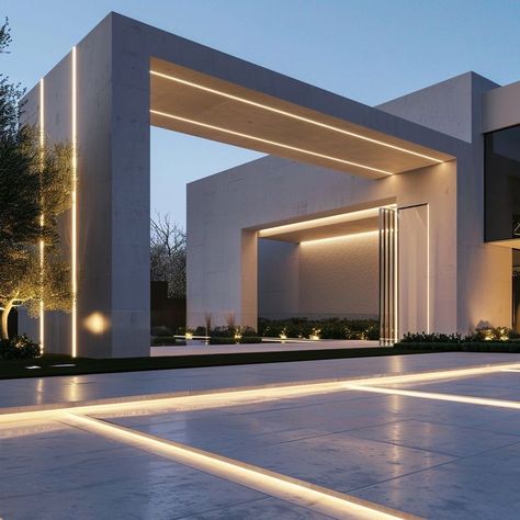 Exterior Entrance Lighting, Kitchen Wallpaper Ideas, Luxury Houses Entrance, Luxury Pools Backyard, Modern Apartment Design, Gates Design, Entrance Gates Design, Architecture Model House, Minimal House Design