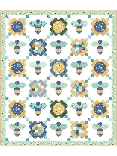 Bee Quilt Pattern Free, Honey Bee Quilt Pattern, Daisy Quilt Block Pattern, Spring Quilts Ideas, Bee Quilts Ideas, Brightly Quilt Pattern, Fun Quilt Patterns, Country Quilt Patterns, Dandelion Quilt