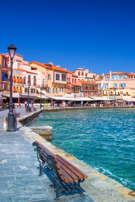 Enjoy your walk in the picturesque Venetian #harbour of #Chania! #crete #town #travel #holidays #TheHotelgr Old Town Chania, Chania Crete Greece Old Town, Chania Aesthetic, Crete Greece Chania, Greece Chania, Crete Travel, Chania Greece, Crete Chania, Crete Holiday