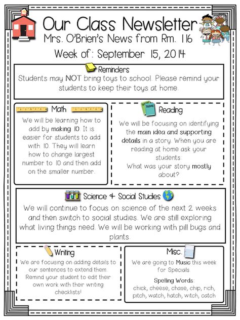 Something that I found easy to utilize all year long to stay connected to parents was a classroom newsletter. Working in Title 1 schools, I often rarely or never see my students' parents. I found that Organisation, Class Newsletter Template, Kindergarten Newsletter, Class Newsletter, Preschool Newsletter Templates, Preschool Newsletter, Newsletter Template Free, Hello Teacher, Weekly Newsletter Template