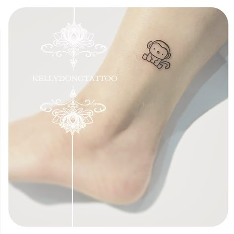 Dainty Monkey Tattoo, Small Monkey Tattoo Simple, Matching Monkey Tattoos, Monkey Line Tattoo, Cartoon Monkey Tattoo, Monkey Outline Tattoo, Fine Line Monkey Tattoo, Monkey Tattoo Simple, Monkey Tattoos For Women