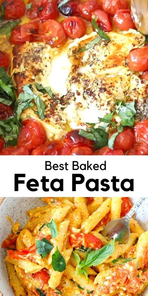 Pasta With Cherry Tomatoes, Tomato Pasta Bake, Baked Feta Pasta, Feta Cheese Recipes, Cherry Tomato Recipes, Lean And Green, Cherry Tomato Pasta, Baked Feta, Olive Oil Garlic