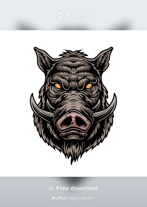 Modelo vintage colorido de javali cruel | Free Vector #Freepik #freevector #vintage #animal #retro #floresta Wild Hog Tattoo, Hog Tattoo, Boar Illustration, Pig Tattoo, Boar Hunting, Wild Pig, Wild Hog, Vintage Template, Tattoo Background