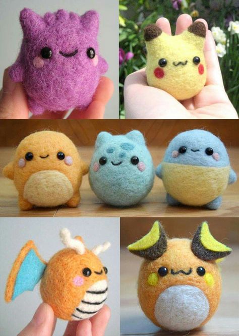 round Pokemon needle felt Round Pokemon, Felt Pokemon, Pokemon Diy, Pokemon Craft, Needle Felting Diy, Pokemon Plush, Needle Felting Projects, Needle Felt, Needle Felted Animals