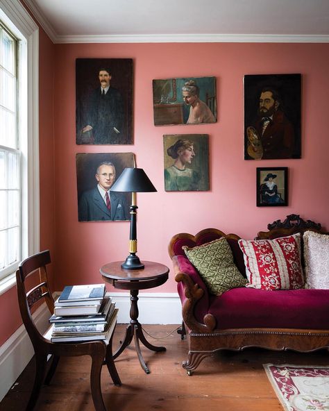 The prettiest pink on the @farrowandball colour card is called Nancy’s Blushes, was named after the adorable rosy cheeks of Colour Curator… Book Room Red Farrow And Ball, Red Earth Farrow And Ball, Decorate Book, Cinder Rose, Coral Paint, Coloured Walls, Small Sitting Rooms, Garden Workshop, Somerset House