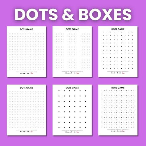 Looking for a good way to pass the time? Check out these handy dots game printable templates for the classic pencil and paper game. Dots Game Printable, Dots And Boxes, Dots Game, Connect Four, Math 2, Game Template, Paper Games, Game Printable, Printable Templates