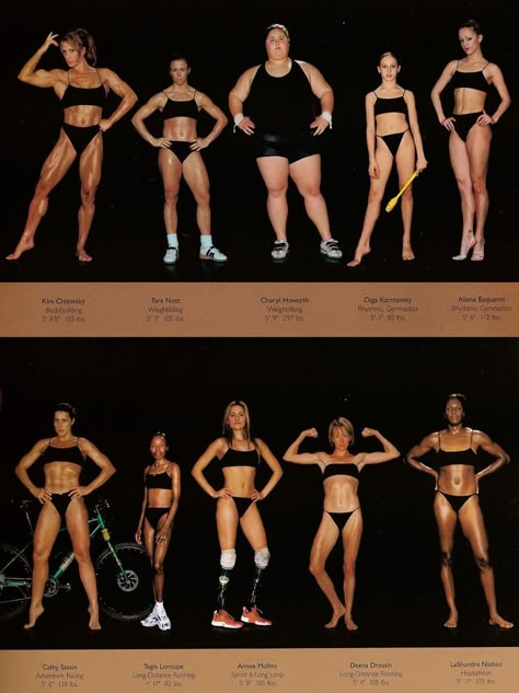 Howard Schatz Athlete, Female Athlete Body Types, Athlete Body Types, Athletes Poses, Athletic Female Body Reference, Different Body Types Reference, Female Body Types Reference, Different Body Types Drawing, Body Types Art