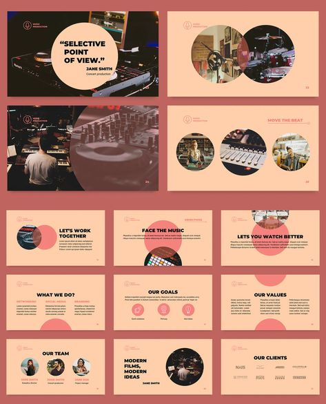 Music Production PowerPoint Presentation Template - 50 Slides Music Powerpoint Template, Music Presentation Design, Slide Show Design, Music School Design, Creative Presentation Design, Yoga Cafe, Music Presentation, Music Powerpoint, Presentation Music