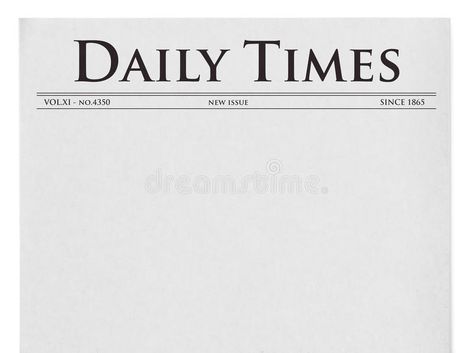 Daily times title on newspaper stock image Empty Background, Newspaper Background, Newspaper Advertisement, Newspaper Template, Vector Artwork, Daily News, Newspaper, Stock Illustration, White Background