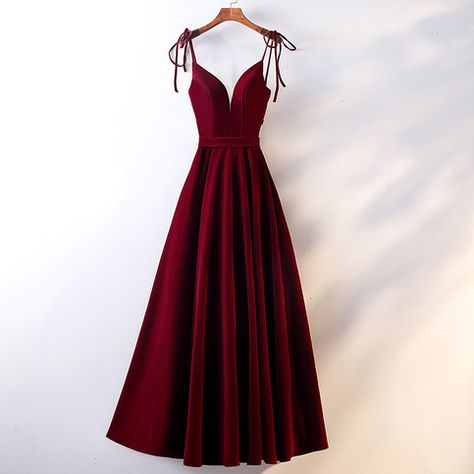 Prom Dress Burgundy, Burgundy Evening Dress, A Line Evening Dress, Burgundy Velvet, Elegante Casual, A Line Prom Dresses, Elegant Dresses For Women, Grad Dresses, Long Prom Dress