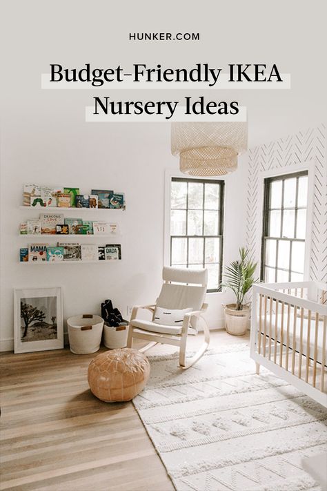 From late-night feedings to tummy-time workouts to restful slumbers, this sanctuary gets a lot of use, and its design needs to be practical as well as stylish. Here are 10 IKEA nursery ideas. #hunkerhome #ikea #nursery #nurseryideas #ikeanursery Ikea Nursery, White Crib, Minimal Boho, Nursery Room Design, Baby Room Design, Nursery Baby Room, Gender Neutral Nursery, Baby Bedroom, Nursery Inspiration