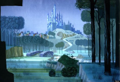 The Disney movie "Sleeping Beauty" is from Neuschwanstein Castle in Schwangan, Germany and now known for Sleeping Beauty's Castle Concept Art Disney, Eyvind Earle, Sleeping Beauty 1959, Animation Disney, Mary Blair, Images Disney, Sleeping Beauty Castle, Disney Background, Grand Central Terminal