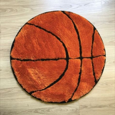 Basket Rug, Basketball Inspired Room, Diy Basketball Bedroom Ideas, Diy Basketball Room Decor, Basketball Stuff, Basketball Decor, Basketball Rug, Basketball Stuff For Rooms, Basketball Rugs