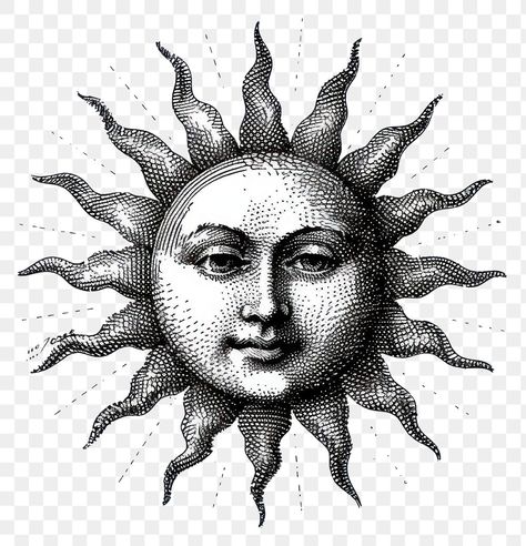 Sun Artwork Illustrations, Sun Vintage Illustration, Old Illustration Vintage, Sun Illustration Vintage, Vintage Sun Art, Sun Moon Drawing, Sun Illustration Art, Sun Face Art, Face Illustration Art