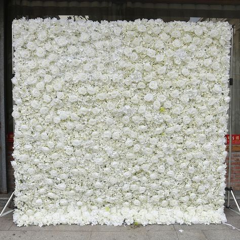 Wholesale Popular White Flower Wall Wedding Photography - Etsy Ireland Winter Wonderland Flower Wall, White Rose Backdrop, Cheap Backdrop Ideas, White Flower Wall Backdrop, White Flower Backdrop, Wedding Flower Wall Backdrop, White Floral Backdrop, Flower Wall Backdrop Wedding, White Party Backdrop