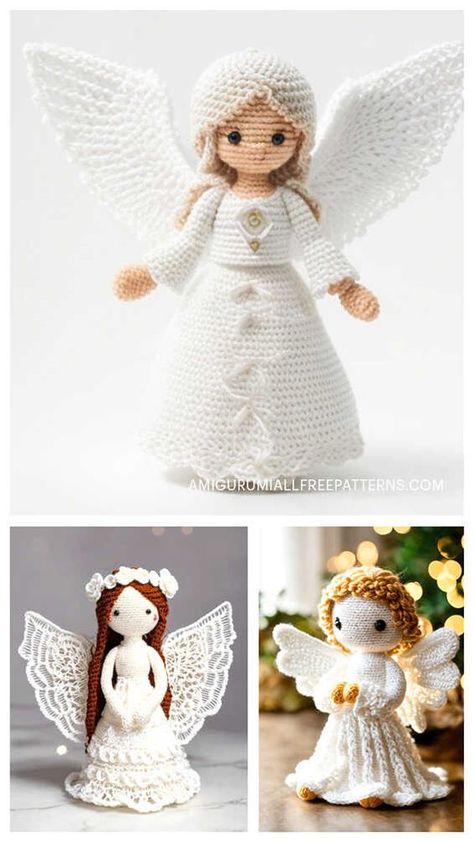 Crocheted Angels Free Pattern, Crochet Angels Free Pattern, Angel Crochet Pattern Free, Yarn Projects Crochet, Crochet Angel Pattern, Crochet Amigurumi Patterns, Doll Amigurumi Free Pattern, Free Crochet Amigurumi, Crochet Christmas Ornaments Free