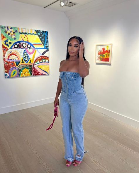 Tansldn on Instagram: "4ever that girl. @prettylittlething AD" Denim Romper Outfit, Denim Top Outfit, Denim Jumpsuit Outfit, Cute Birthday Outfits, Crop Top Outfits, Cute Swag Outfits, Baddie Outfits Casual, Dope Outfits