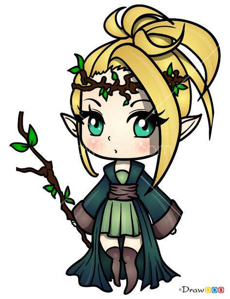 How to Draw Chibi Elf, Elves обновлено: July 3, 2018 автором: Elf Cartoon, Elf Drawings, Dnd Elves, Elf Druid, Painting References, Anime Elf, Elves Fantasy, Elf Girl, Female Elf